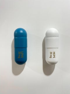 20 MG Love Hope matte pill Combo (turquoise, white) - figurative sculpture