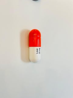20 ML Love pill (orange and white) - figurative pop sculpture