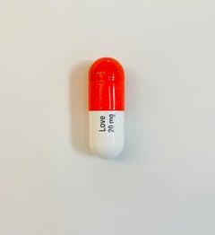 20 ML Love pill (orange and white) - figurative pop sculpture