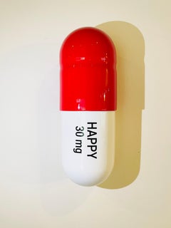 30 mg Large Happy pill (Red and White) - figurative sculpture