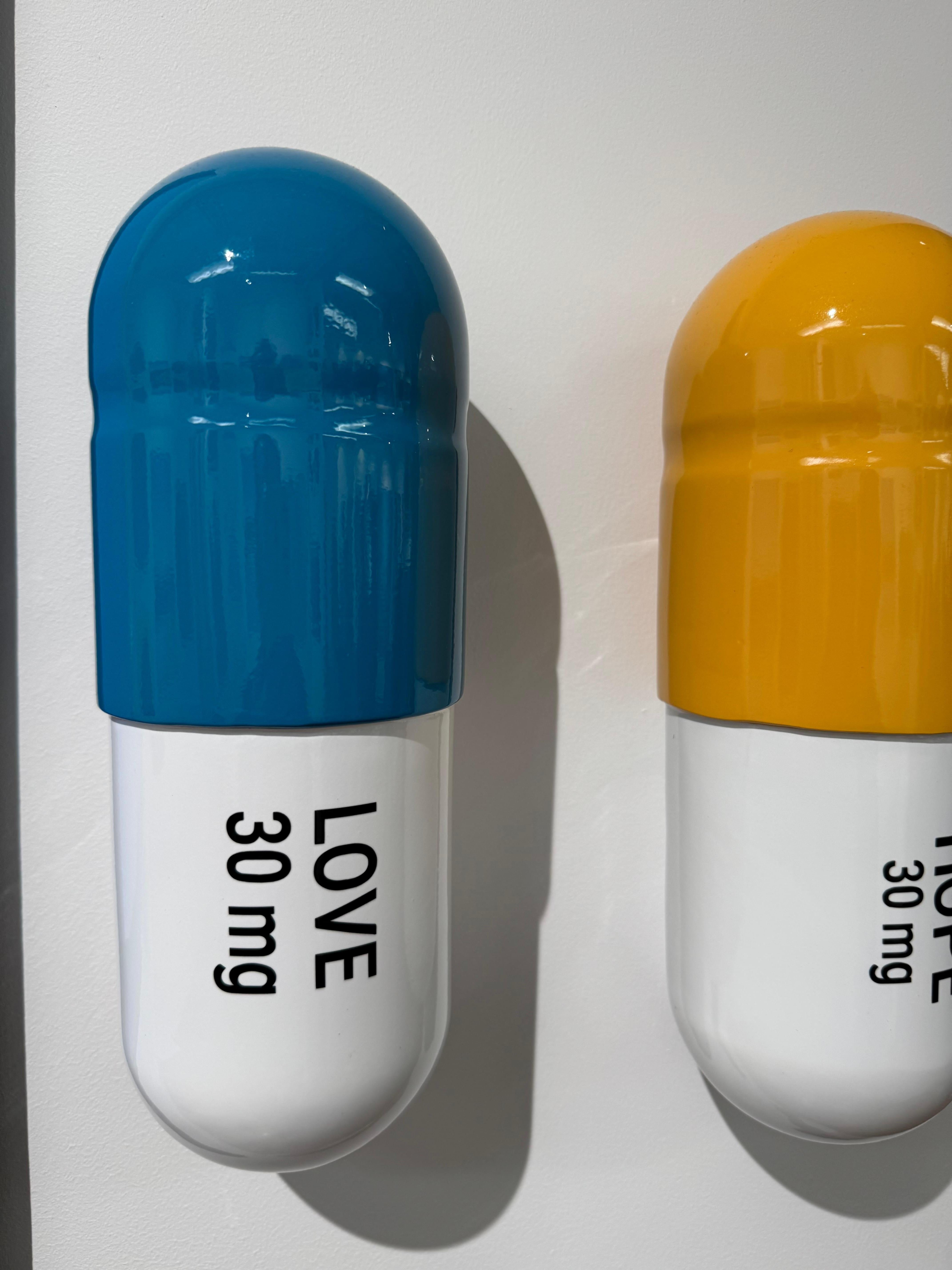 30 MG Love Hope Combo (blu, giallo, bianco) - scultura figurativa - Figurative Sculpture Marrone di Tal Nehoray