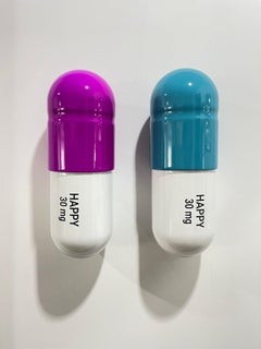 30 ML Happy pill Combo (lila, Türkis, Weiß) – figurative Skulptur