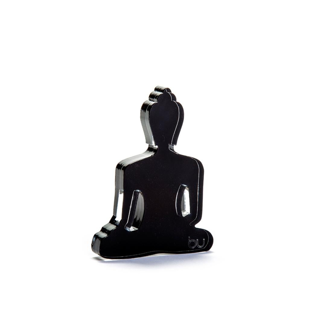 Tal Nehoray Figurative Sculpture - Black mini buddha, Plexiglas, hand painted 