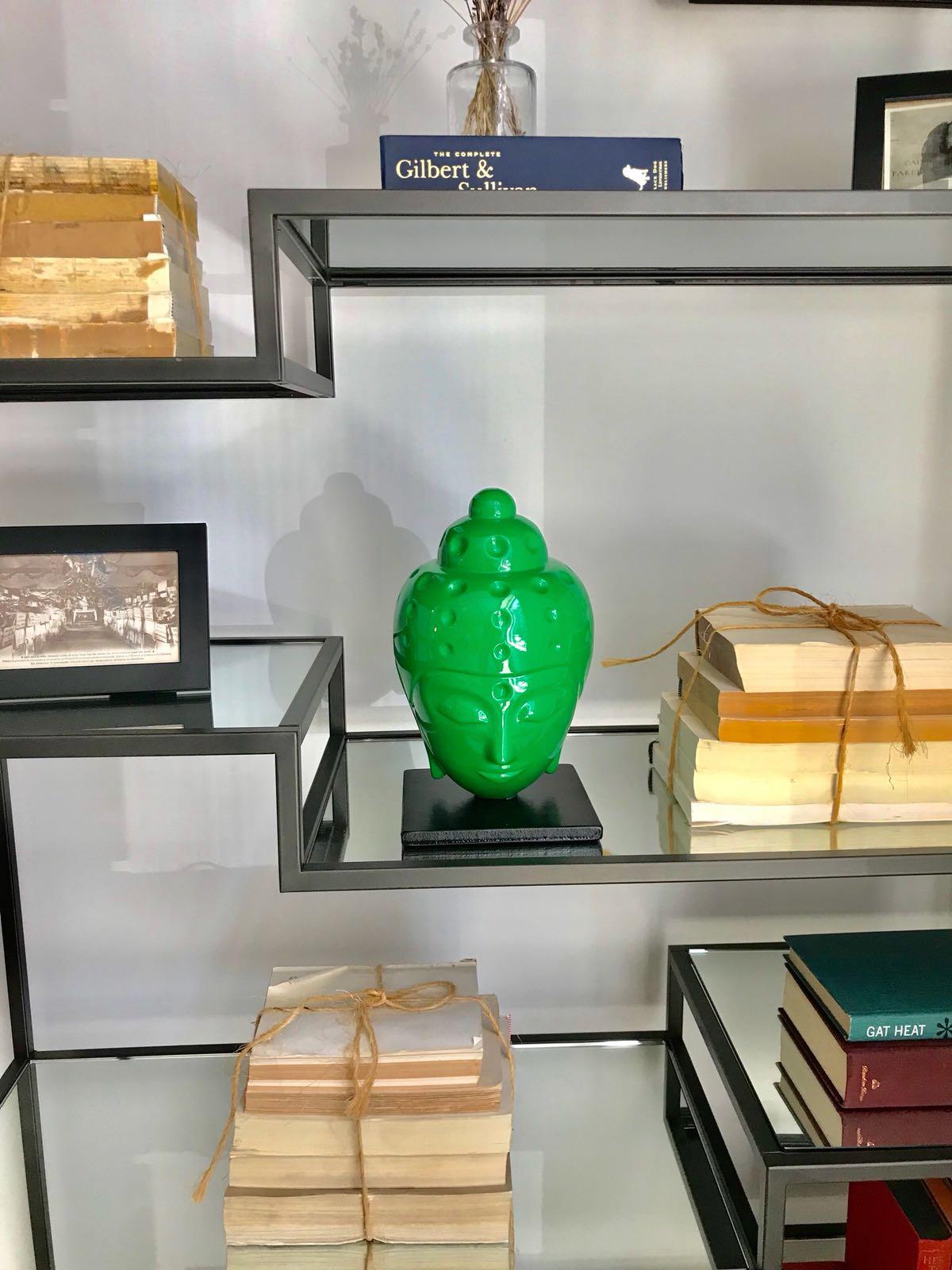 Buddha head Statue - Luminous green 4