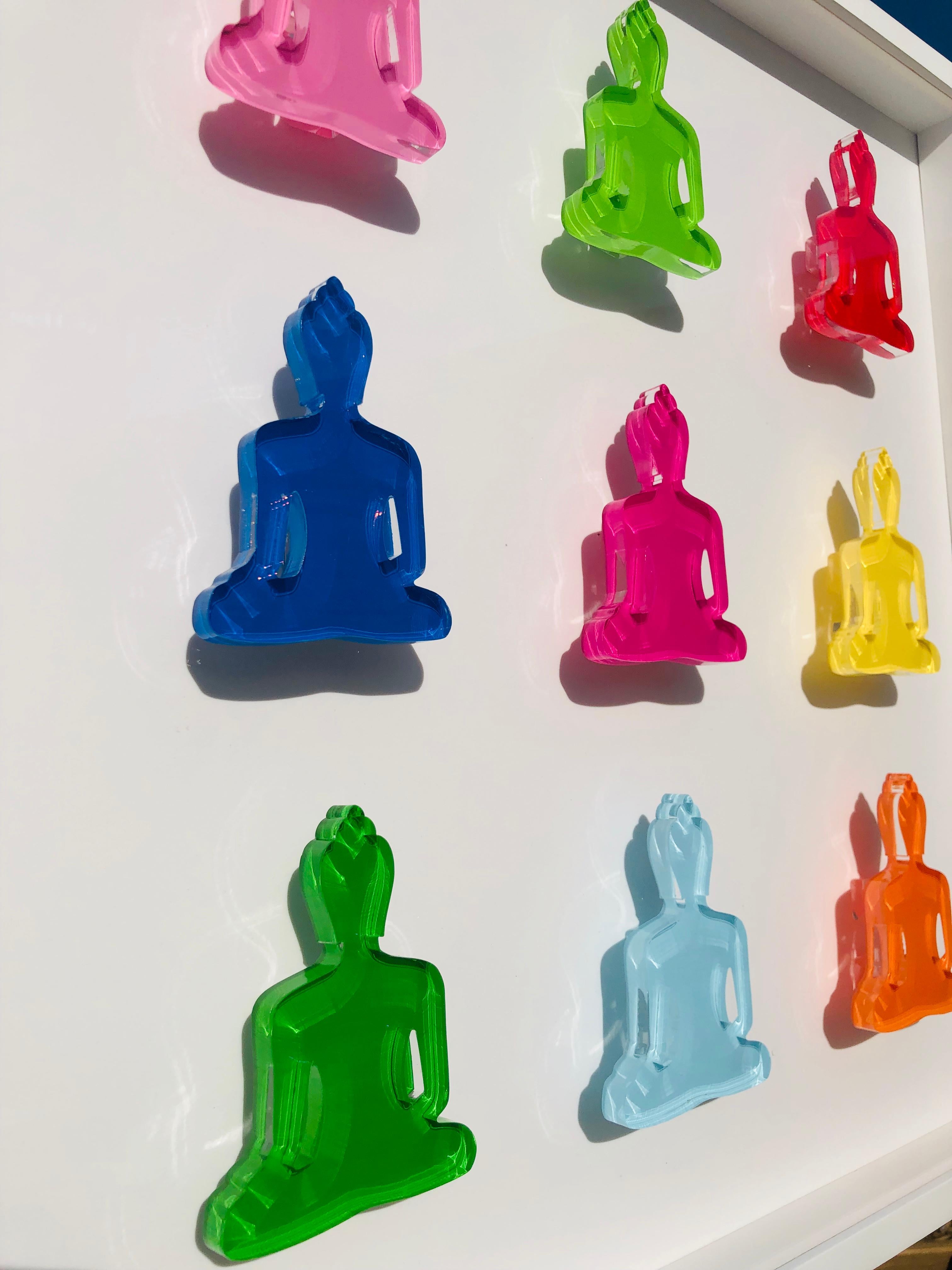 Buddha sculptures wall art - Nine no 6 - Contemporary Mixed Media Art by Tal Nehoray