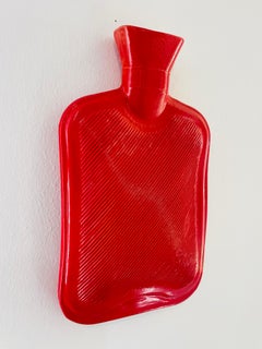 Hot water bottle (red) ceramic sculpture - figurative sculpture