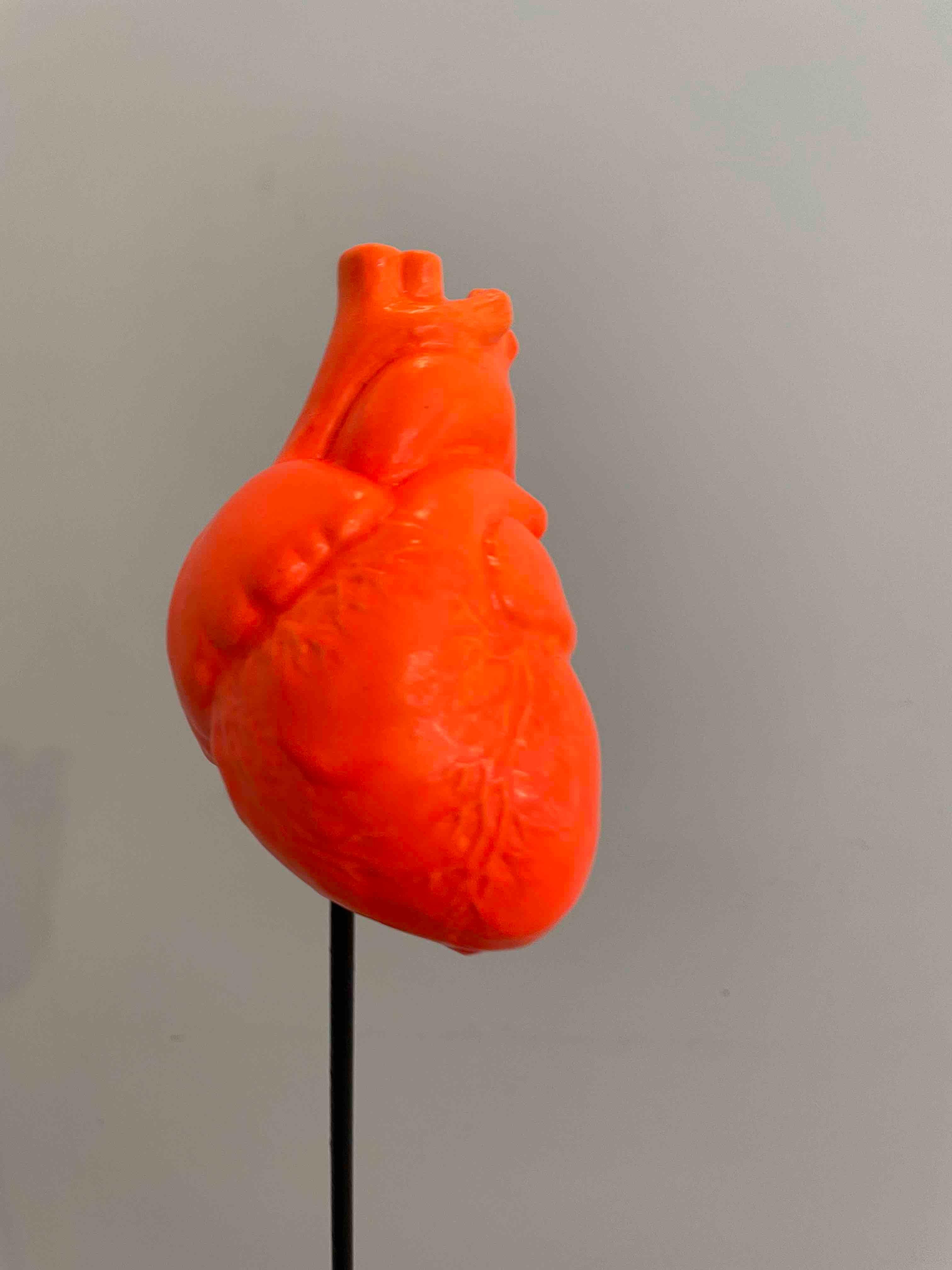 Tal Nehoray Figurative Sculpture - My trembling heart (orange) - figurative sculpture