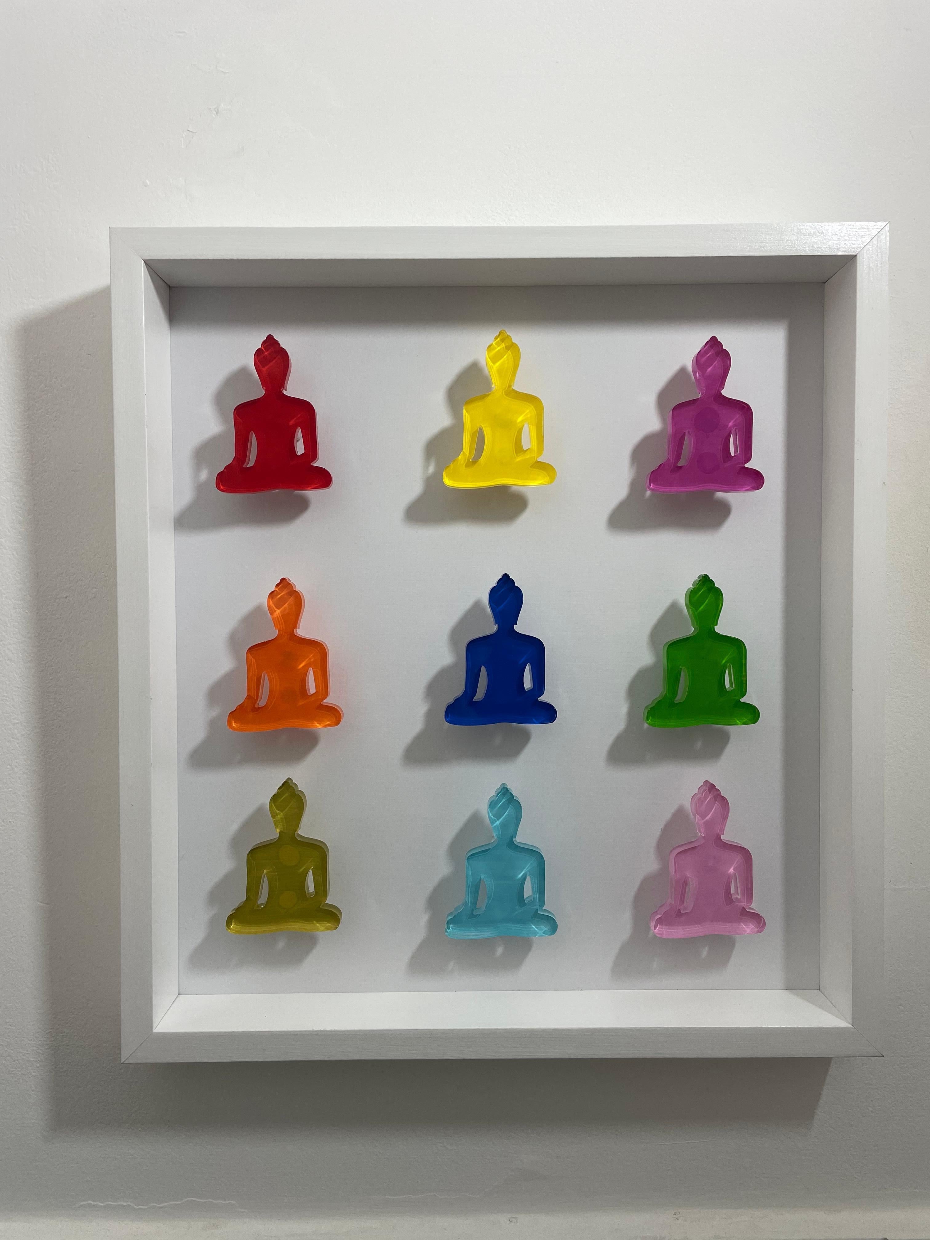 Nine Forever - esculturas de Buda arte mural - arte pop - Sculpture de Tal Nehoray