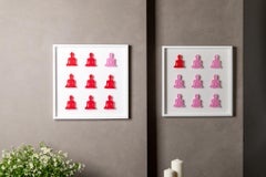 Nine No. 10 & 11 - diptych pink and red buddha wall sculpture