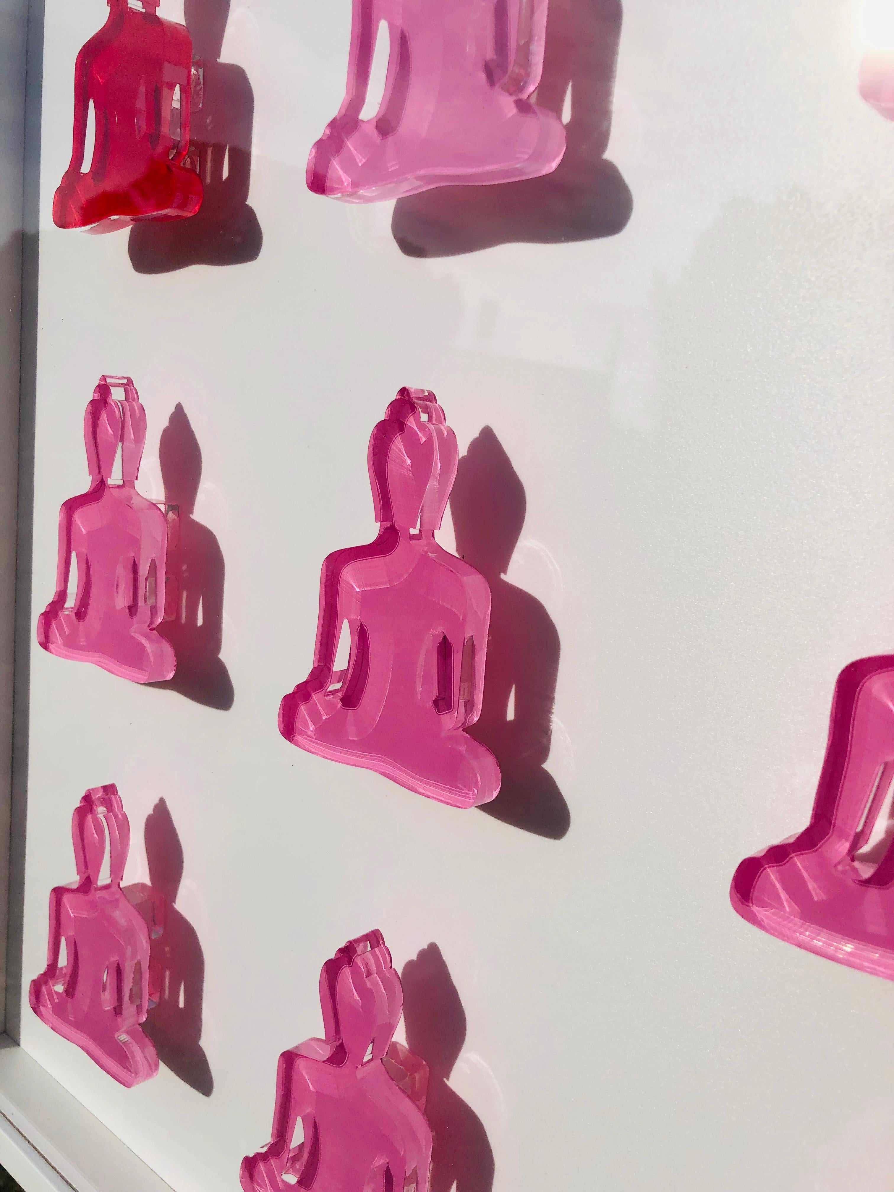 Nine No. 10 & 11 - diptych pink and red buddha wall sculpture 5