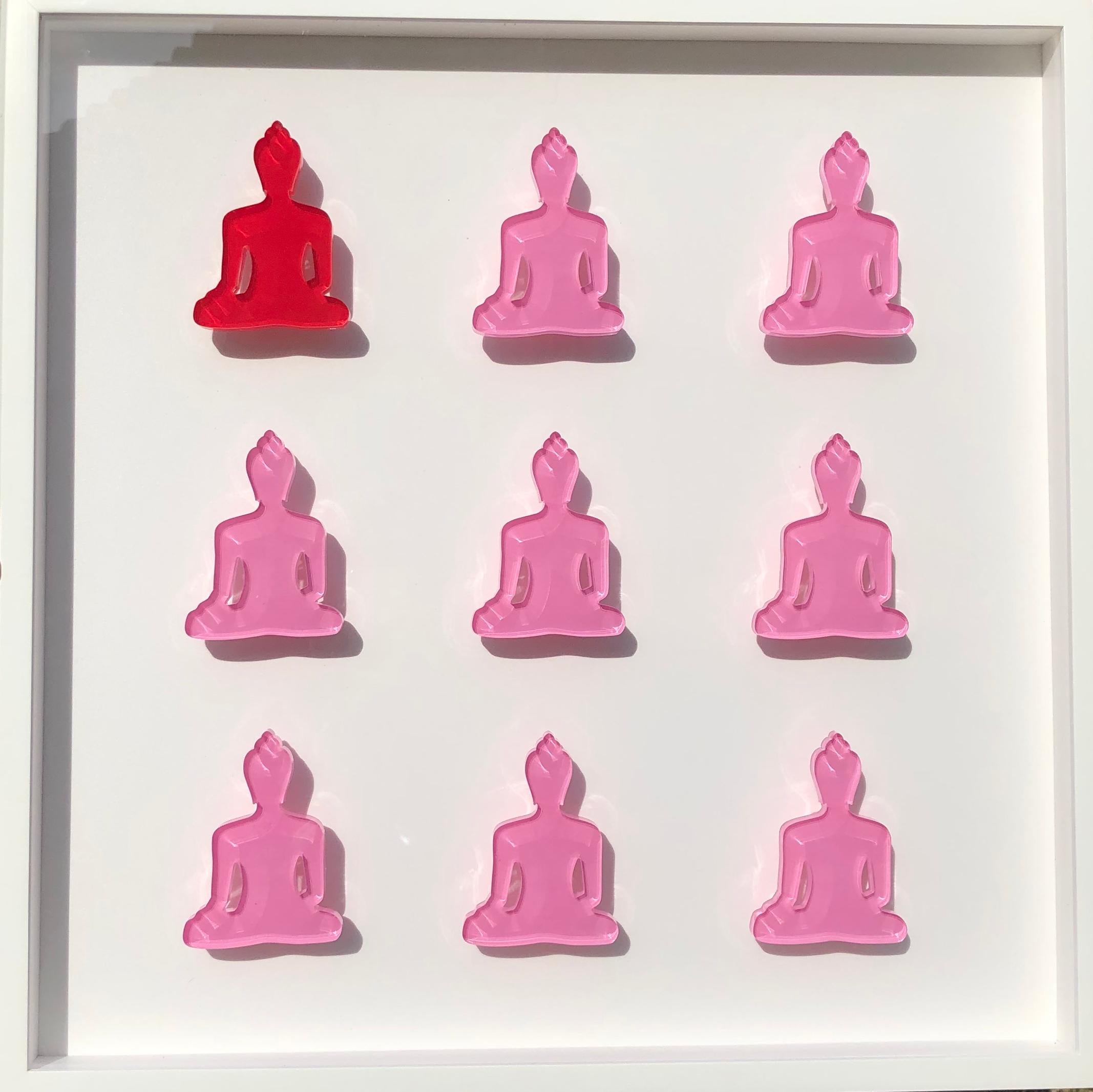 Nine No. 10 - pink red buddha wall sculpture 3