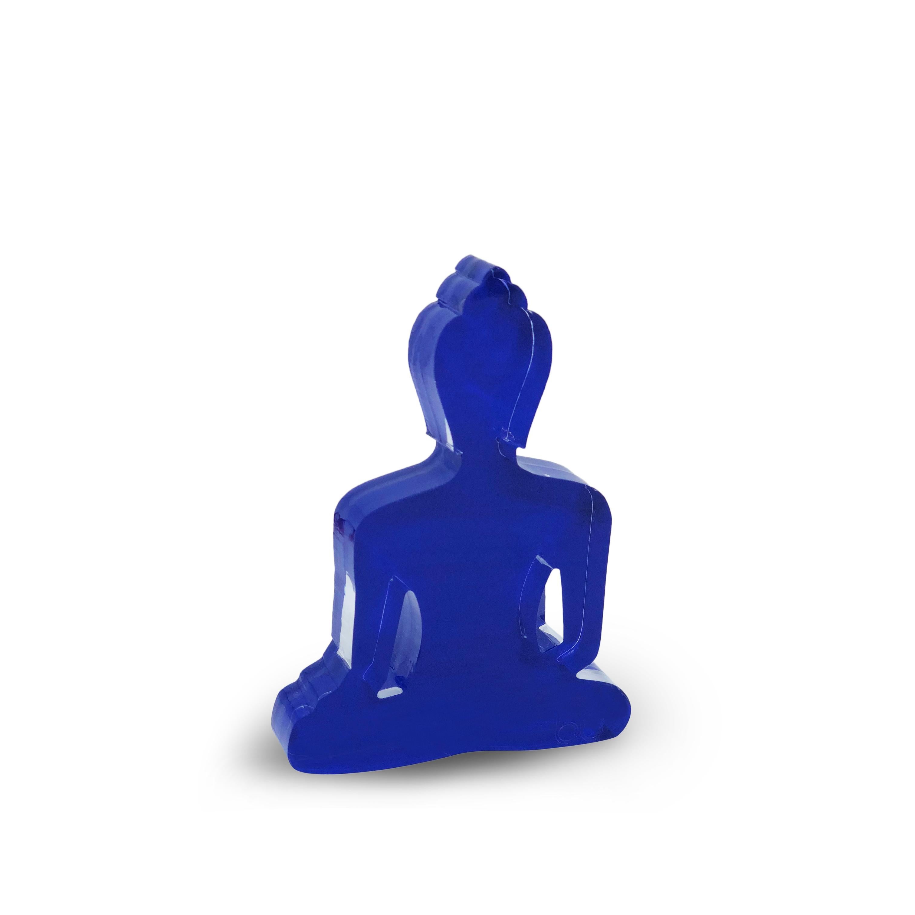 Blue Buddha Sculpture Duo (dark blue and baby blue Buddhas) 1