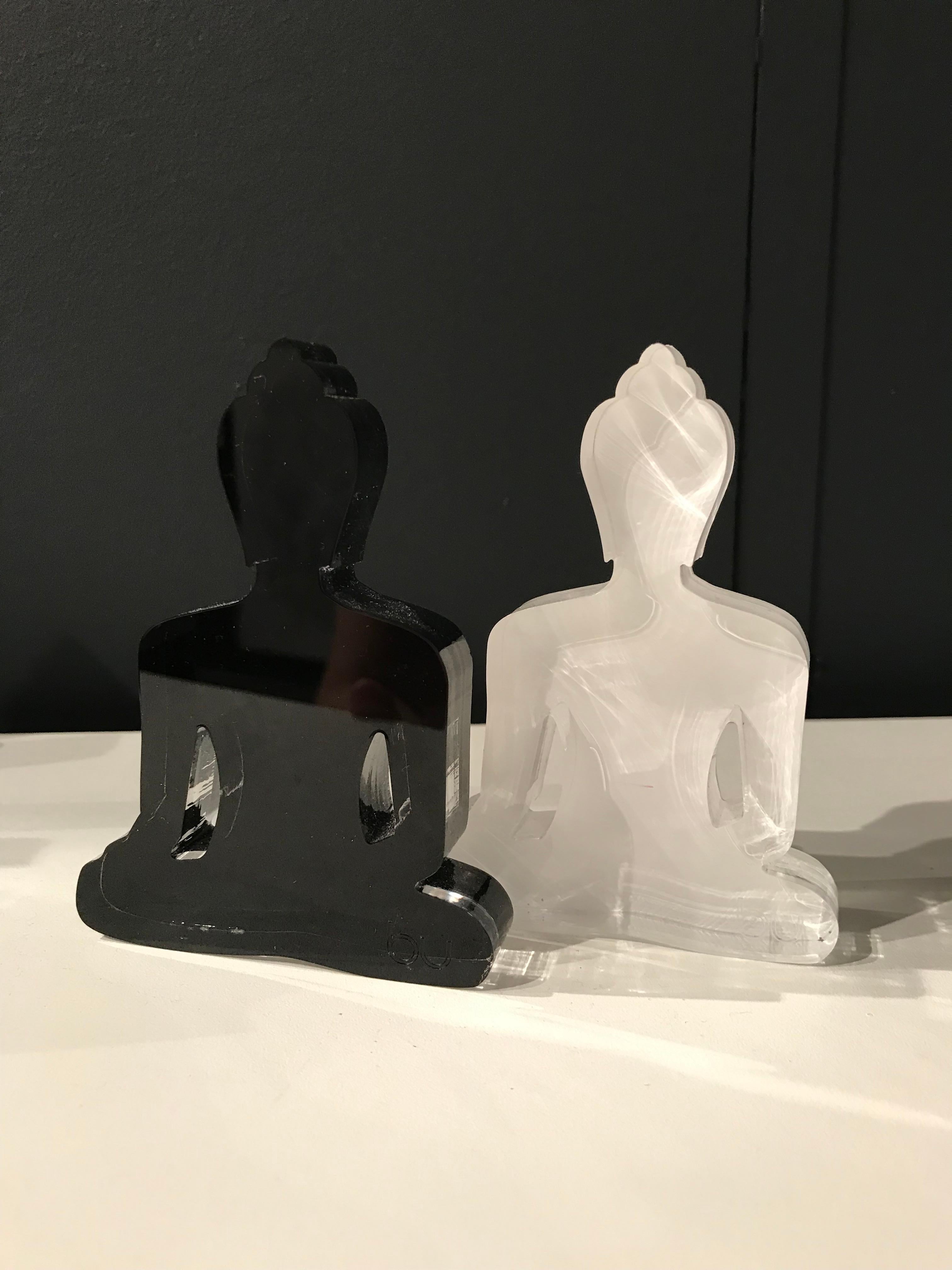 Tal Nehoray Figurative Sculpture – The Buddha Duo (Black and White)