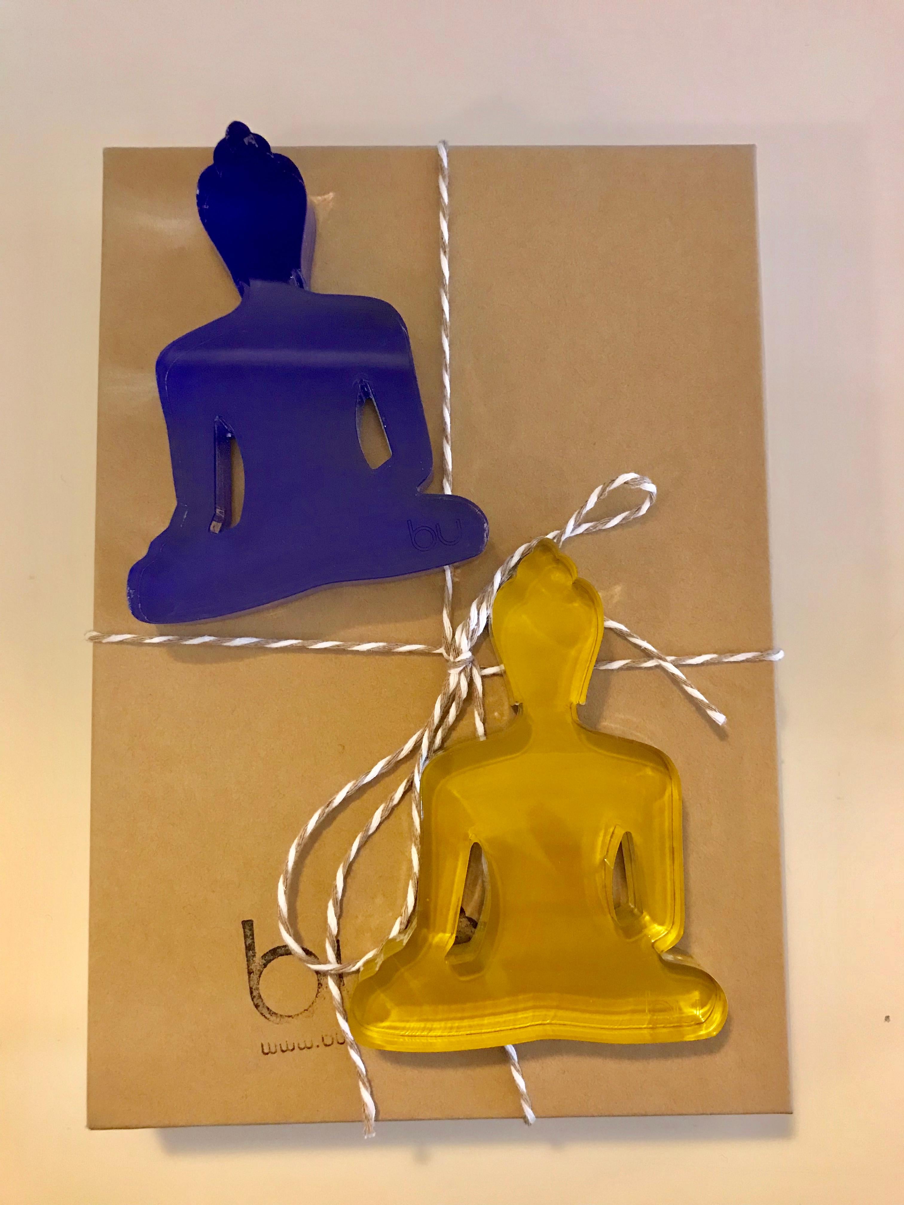 Buddha sculpture Duo (Blue and Gold Buddhas) - Contemporary Sculpture by Tal Nehoray