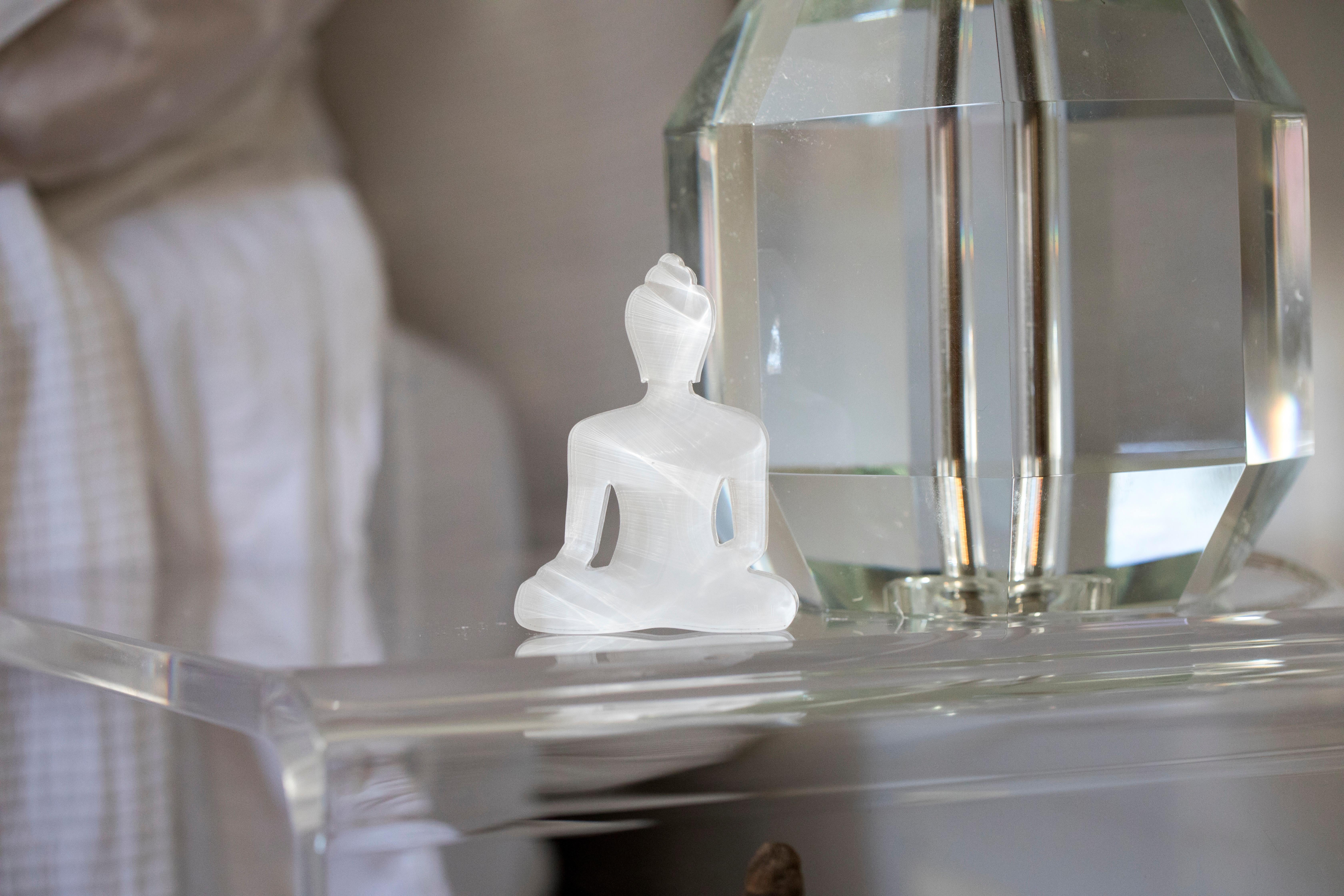 Tal Nehoray Figurative Sculpture - White mini Buddha statue