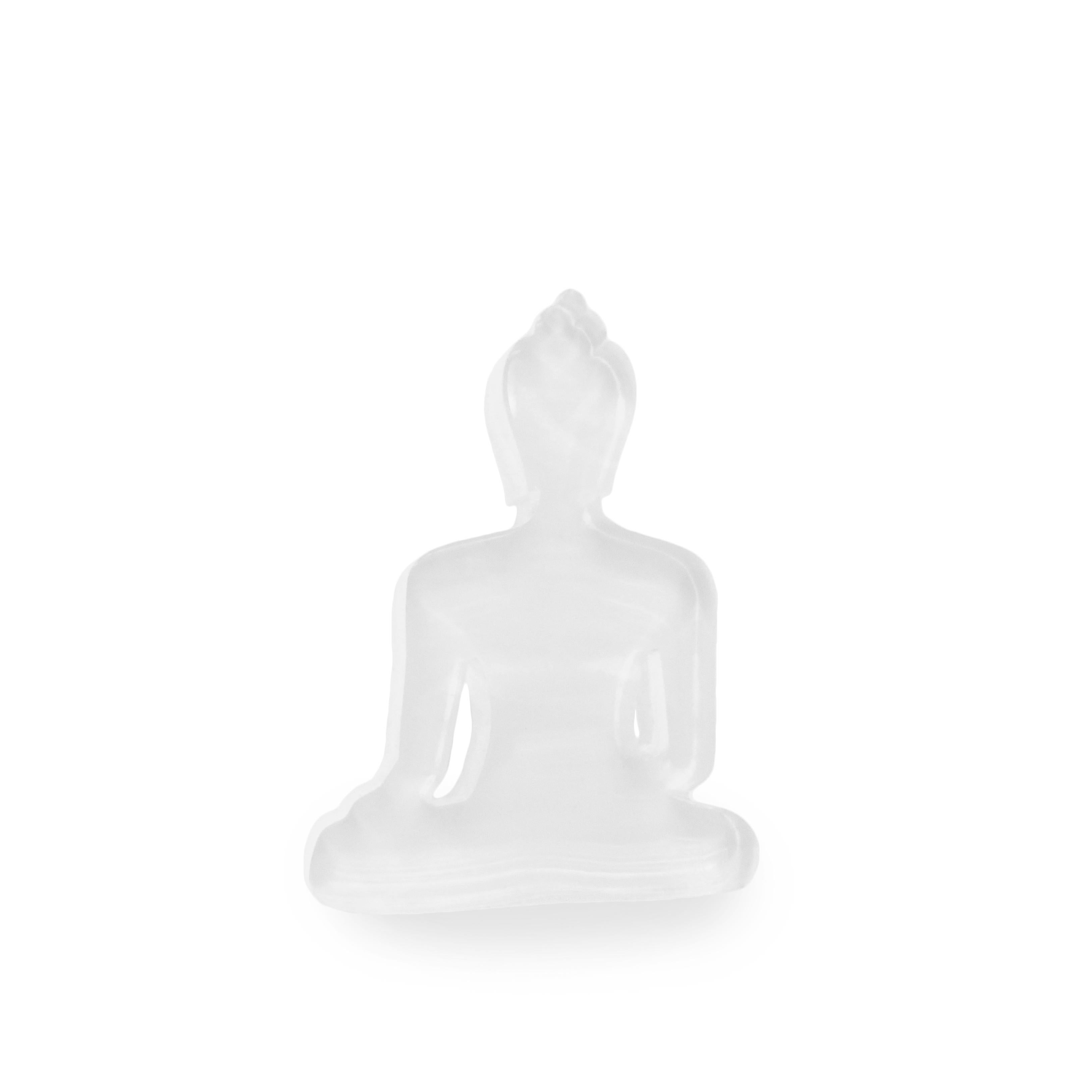 Tal Nehoray Figurative Sculpture - White mini buddha, Plexiglas, hand painted 