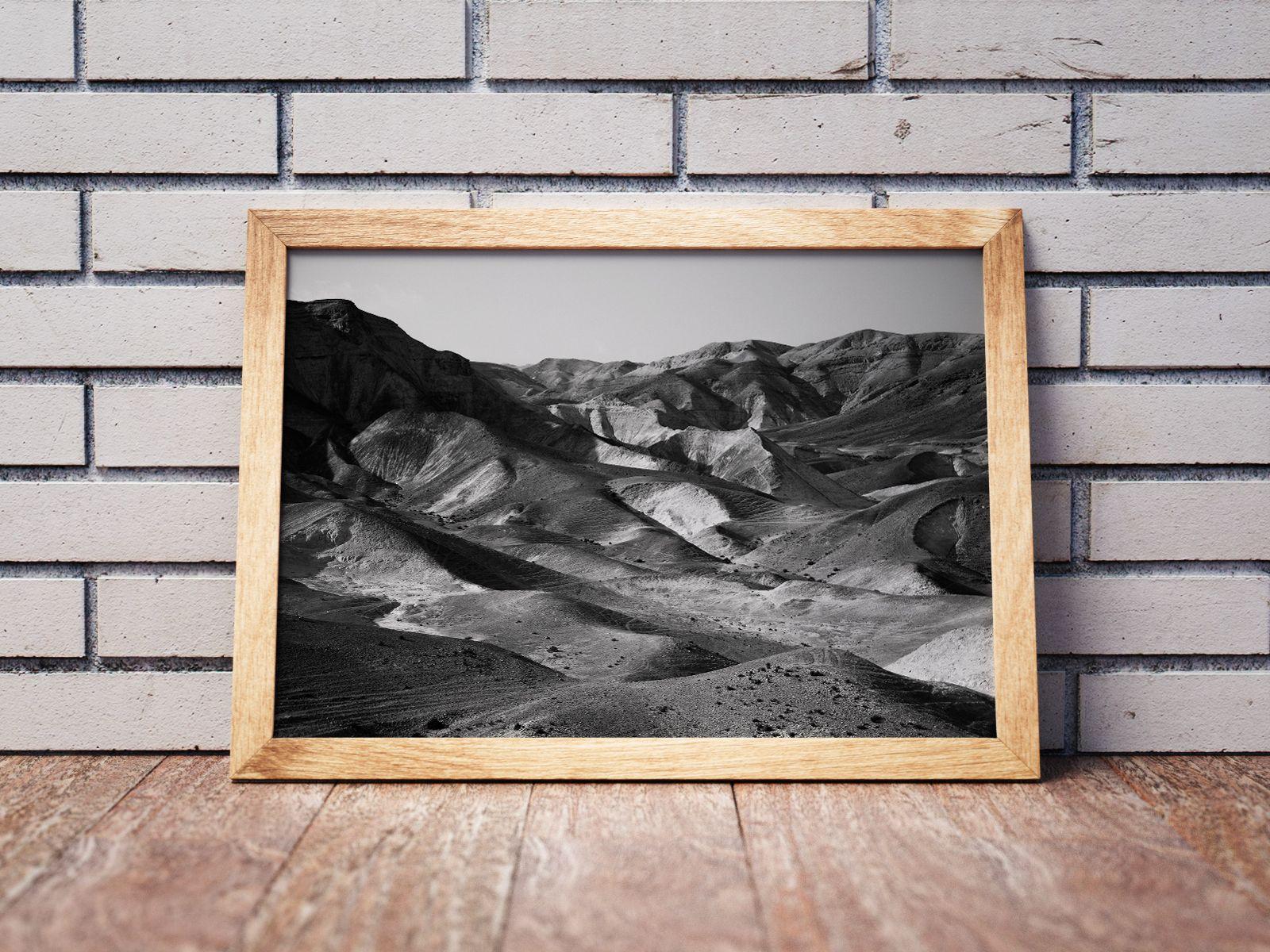 Mountains in the Judean Desert appear increasingly desolate. While the scene is brazenly empty, the shadows and dark tones add another level of complexity.    *****    Limited Edition Fine Art Prints, series of 10 per each size:  Each print comes