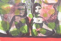 Tal R. Abstract composition with figures. Color lithograph. 20th/21st C.