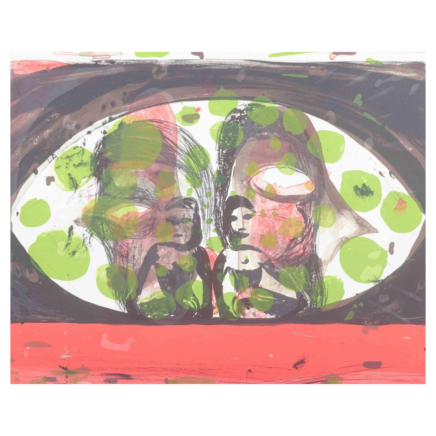 Tal R. Abstrakte Komposition mit Figuren. Farblithographie. 20./21. Jahrhundert. im Angebot