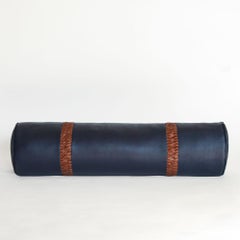 Leather Bolster Pillow, Braided, in Cobalt — Talabartero Collection
