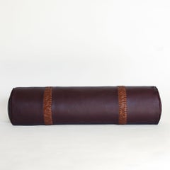 Leather Bolster Pillow, Braided, in Berry — Talabartero Collection