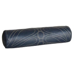 Leather Bolster Pillow, Embroidered, in Cobalt — Talabartero Collection