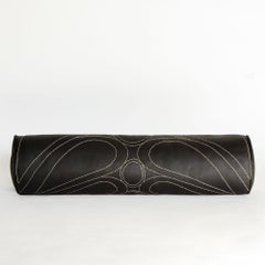 Leather Bolster Pillow, Embroidered, in Black — Talabartero Collection