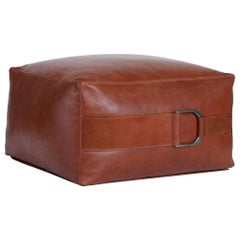 Leather Ottoman in Camel, Large — Talabartero Collection