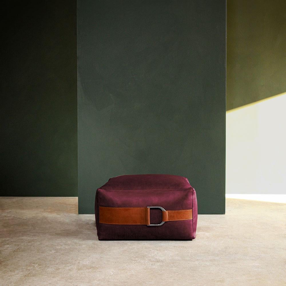 burgundy leather ottoman