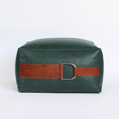Leather Ottoman in Emerald Green, Large — Talabartero Collection