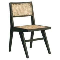 Talalla Dining Chair Handmade Dark Teak Rattan Linen Mid Centruy Style, In Stock