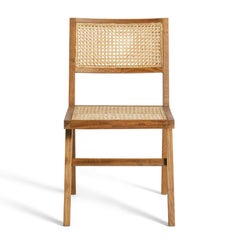 Talalla Dining Chair Handmade in Teak Rattan Linen Mid Centruy Style, In Stock