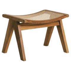 Talalla Footstool Handmade in Teak and Rattan Mid Century Style, In Stock