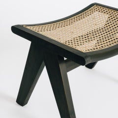 Talalla Stool Handmade in Blackened Teak and Rattan Mid Century Style, In Stock