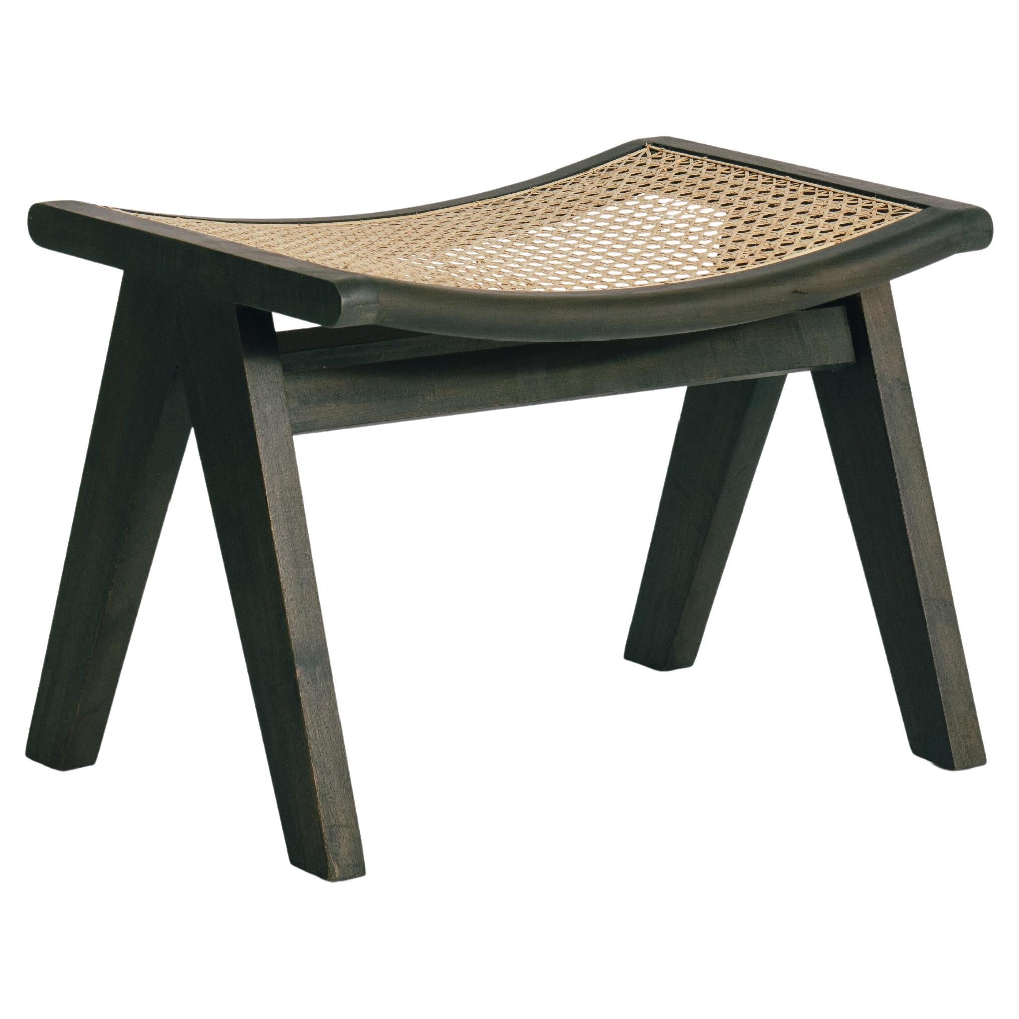 Talalla Stool Handmade in Blackened Teak and Rattan Mid Century Style, In Stock For Sale