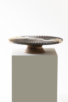 Talán Green Onyx and Parota Wood, Solid Tide Center Table by Tenam Studio