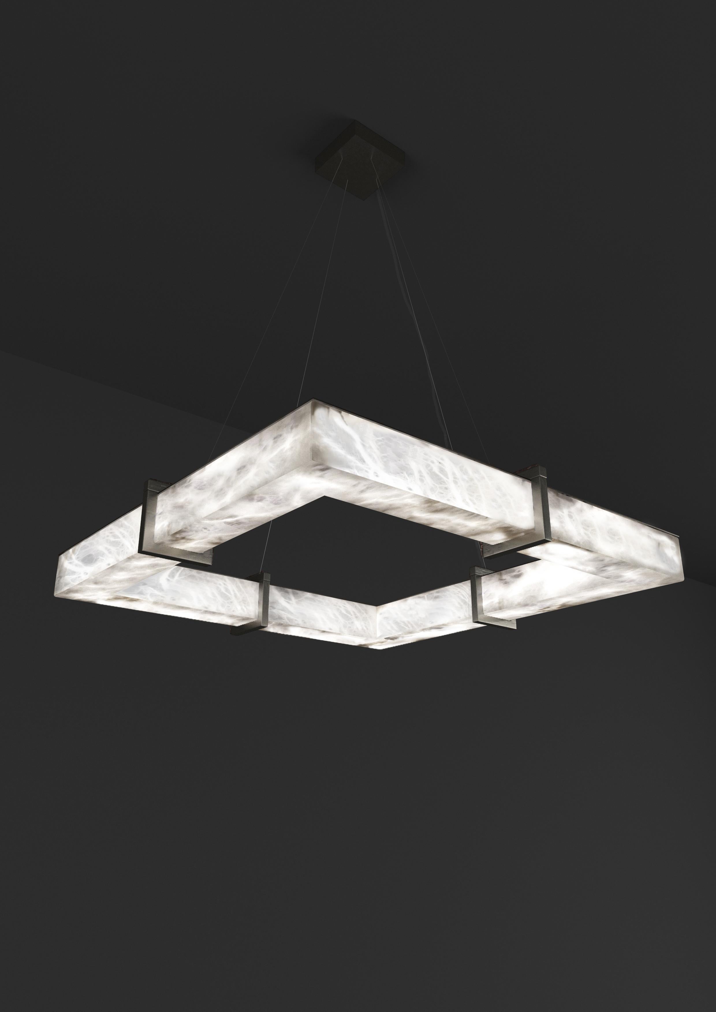 Talassa Brushed Black Metal Pendant Lamp by Alabastro Italiano
Dimensions: D 80 x W 80 x H 11 cm.
Materials: White alabaster and metal.

Available in different finishes: Shiny Silver, Bronze, Brushed Brass, Ruggine of Florence, Brushed Burnished,
