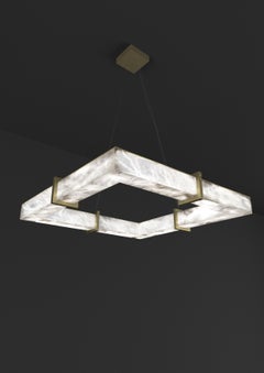 Lampe suspendue Talassa en laiton brossé d'Alabastro Italiano