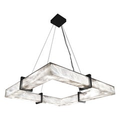Lampada a sospensione Talassa in metallo nero lucido di Alabastro Italiano