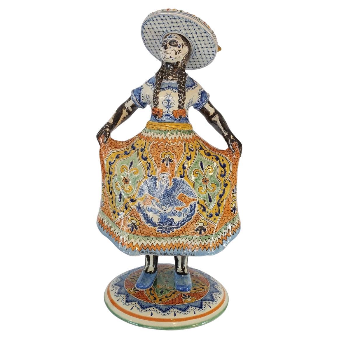 Statua di bambola Talavera China Poblana Tile Statue Arte Messicana Maiolica Donna Dia Muertos