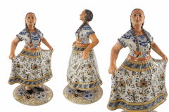 Talavera China Poblana Tile Doll Statue Mexican Art Majolica Woman Sculpture