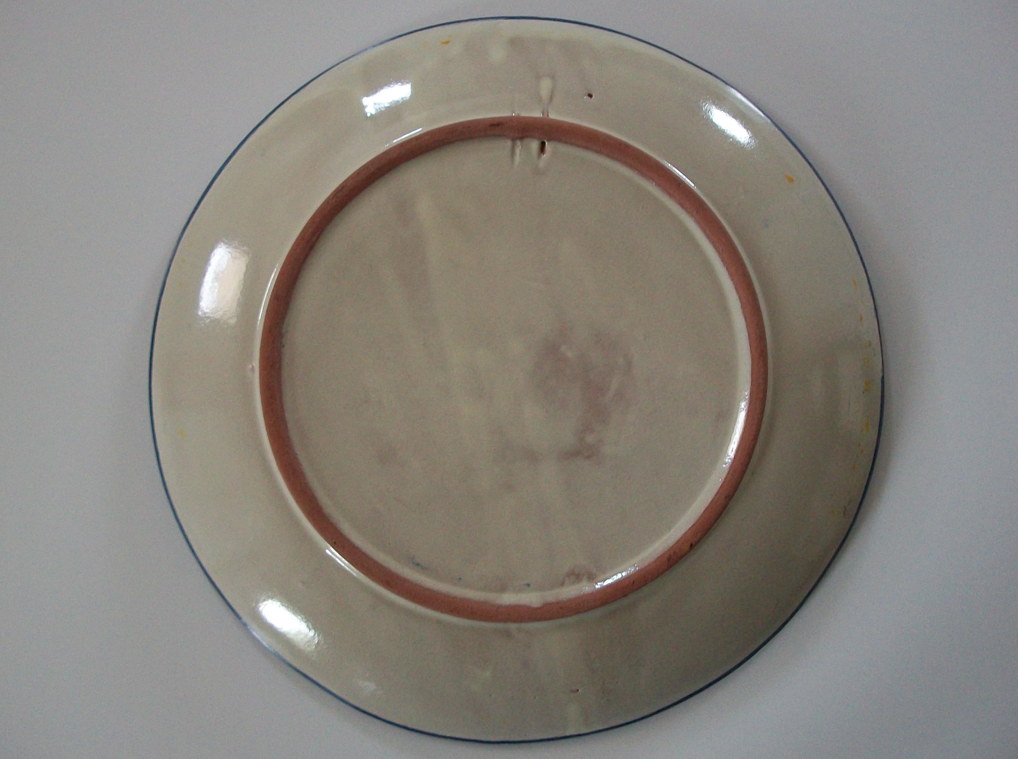 Vernissé Chargeur en poterie d'art populaire Talavera - peint à la main - Mexique - Circa 1980's en vente