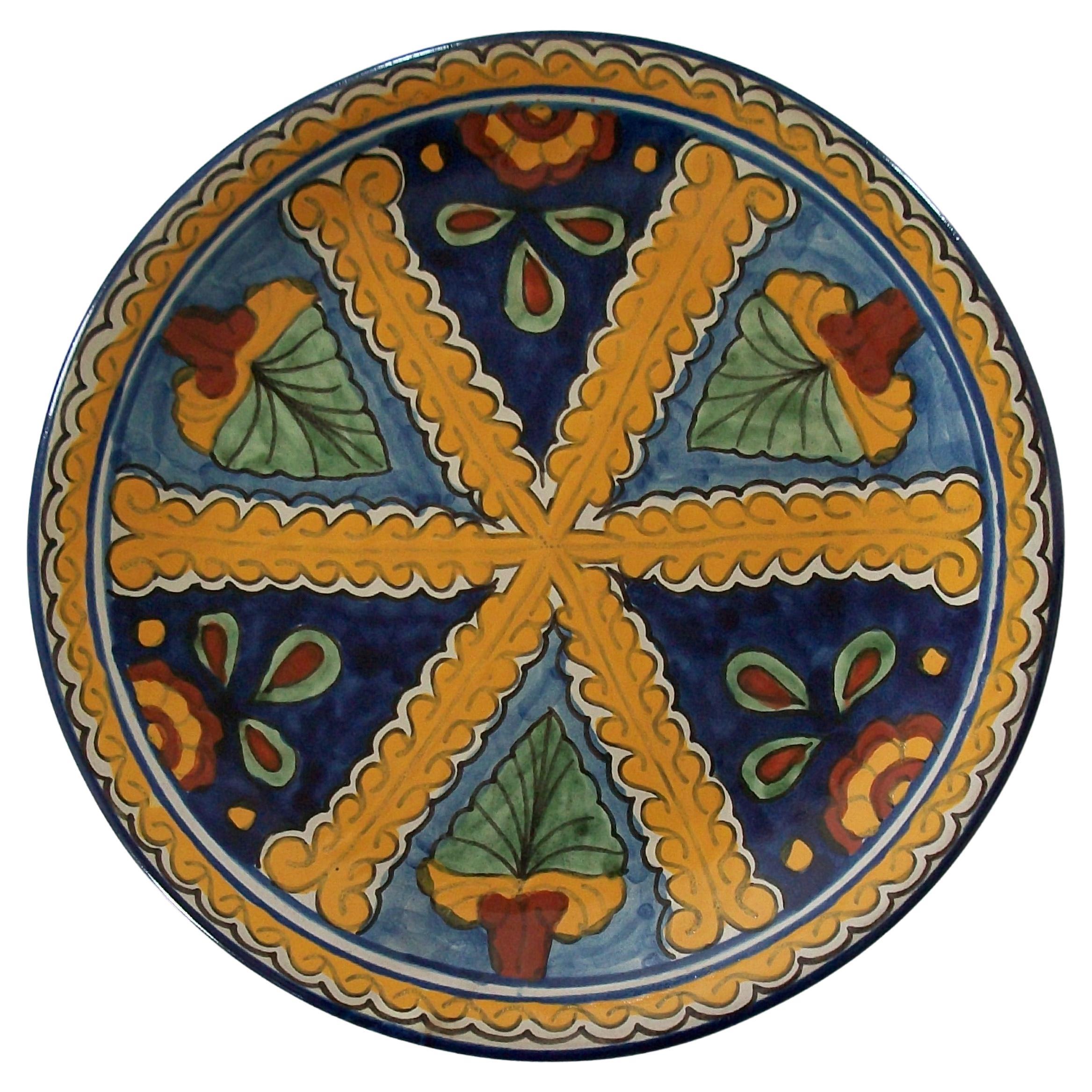 Talavera Folk Art Pottery Charger - Hand Painted - Mexico - Circa 1980's