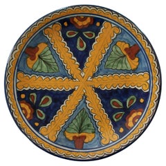 Talavera Folk Art Pottery Charger - Hand Painted - Mexico - Circa 1980's