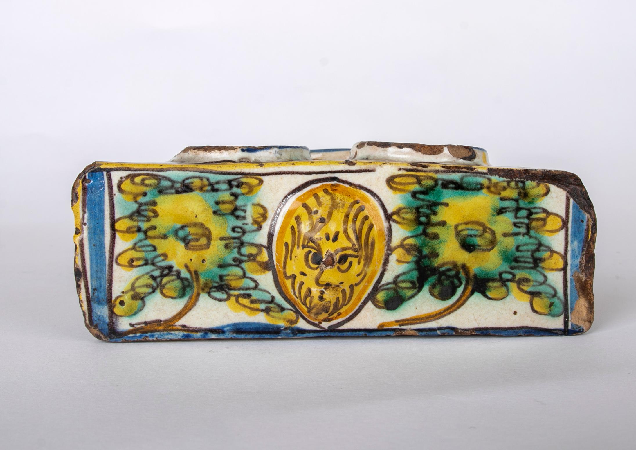 Talavera Glazed Ceramic Inkwell in its characteristic tones For Sale 7
