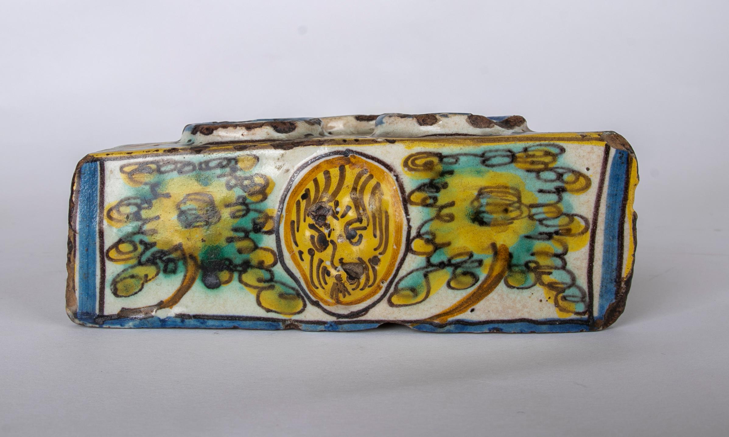 Talavera Glazed Ceramic Inkwell in its characteristic tones For Sale 9