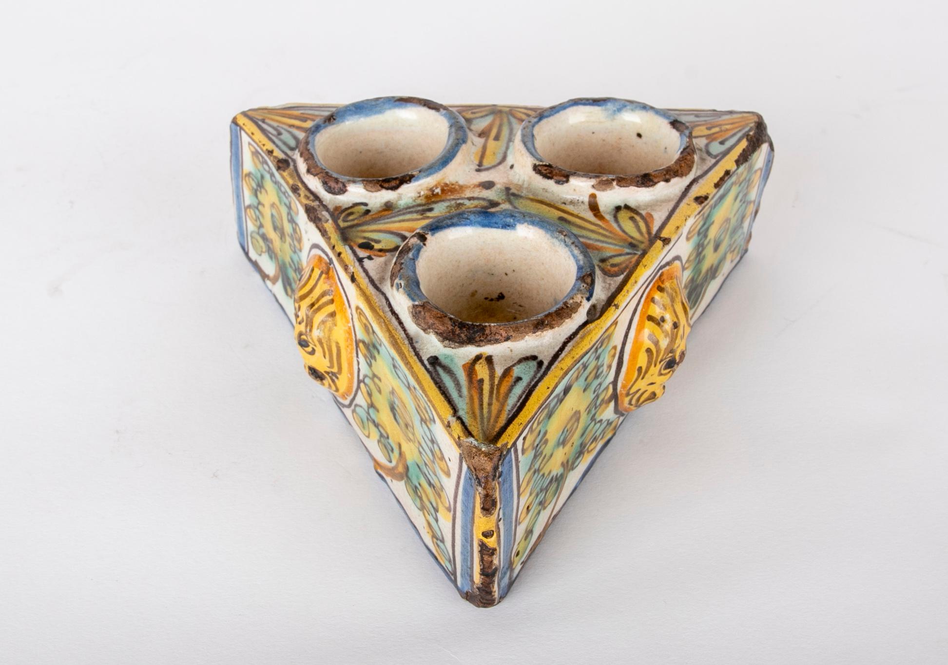 Talavera Glazed Ceramic Inkwell in its characteristic tones For Sale 10