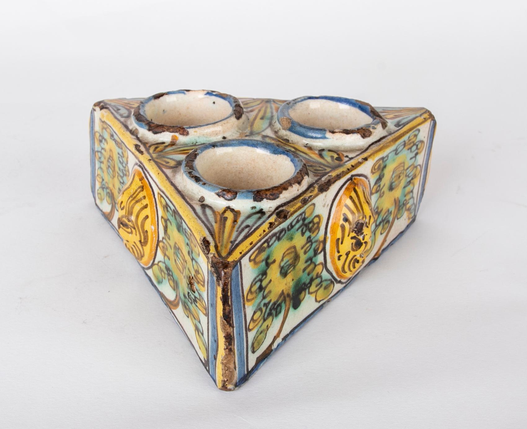 Talavera Glazed Ceramic Inkwell in its characteristic tones For Sale 11