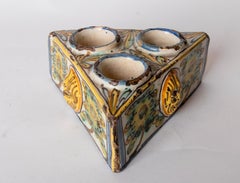 Talavera Glazed Ceramic Inkwell in its characteristic tones