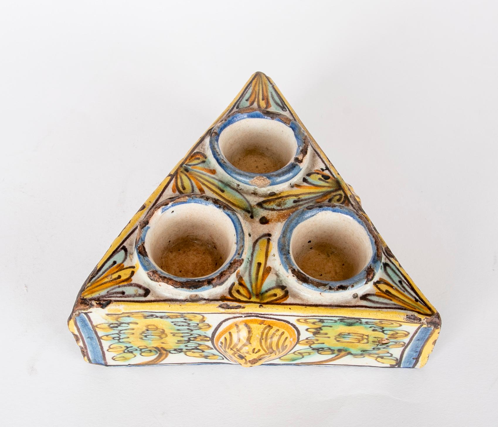 Talavera Glazed Ceramic Inkwell in its characteristic tones For Sale 2